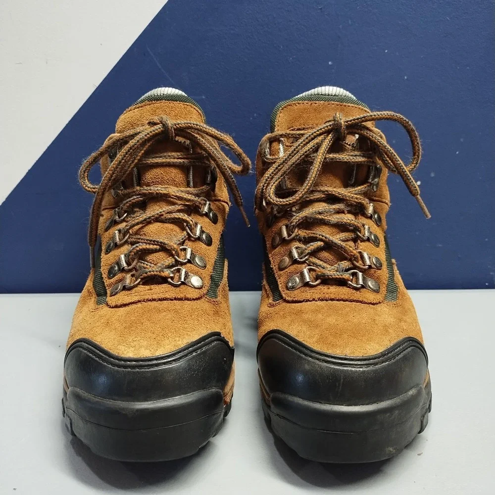 Vintage Eddie Bauer Raichle Hiking Boots Mens 6.5 Brown Black Waterproof Lace Up
